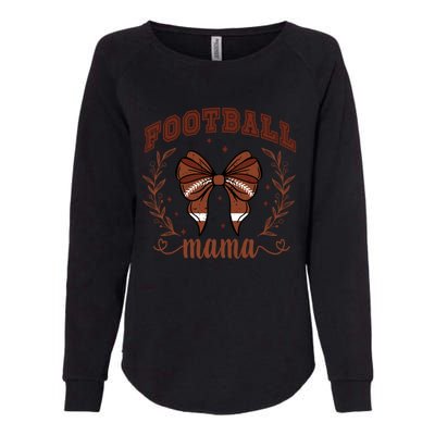 Coquette Bow American Football Mama Thanksgiving Autumn Fall Womens California Wash Sweatshirt