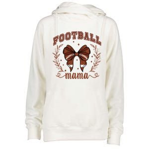 Coquette Bow American Football Mama Thanksgiving Autumn Fall Womens Funnel Neck Pullover Hood