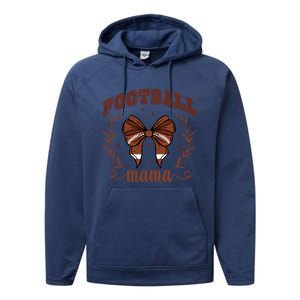 Coquette Bow American Football Mama Thanksgiving Autumn Fall Performance Fleece Hoodie