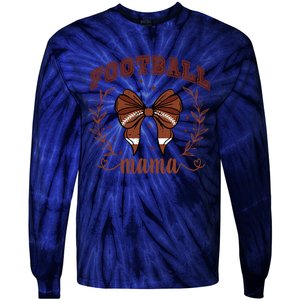 Coquette Bow American Football Mama Thanksgiving Autumn Fall Tie-Dye Long Sleeve Shirt