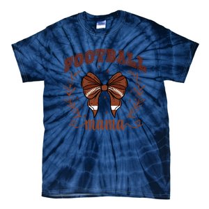 Coquette Bow American Football Mama Thanksgiving Autumn Fall Tie-Dye T-Shirt