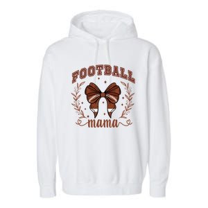 Coquette Bow American Football Mama Thanksgiving Autumn Fall Garment-Dyed Fleece Hoodie