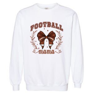 Coquette Bow American Football Mama Thanksgiving Autumn Fall Garment-Dyed Sweatshirt