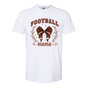 Coquette Bow American Football Mama Thanksgiving Autumn Fall Softstyle CVC T-Shirt