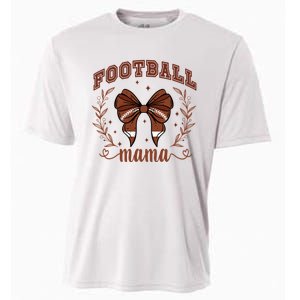 Coquette Bow American Football Mama Thanksgiving Autumn Fall Cooling Performance Crew T-Shirt