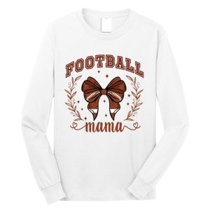 Coquette Bow American Football Mama Thanksgiving Autumn Fall Long Sleeve Shirt