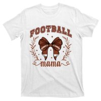 Coquette Bow American Football Mama Thanksgiving Autumn Fall T-Shirt