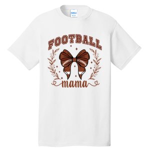 Coquette Bow American Football Mama Thanksgiving Autumn Fall Tall T-Shirt