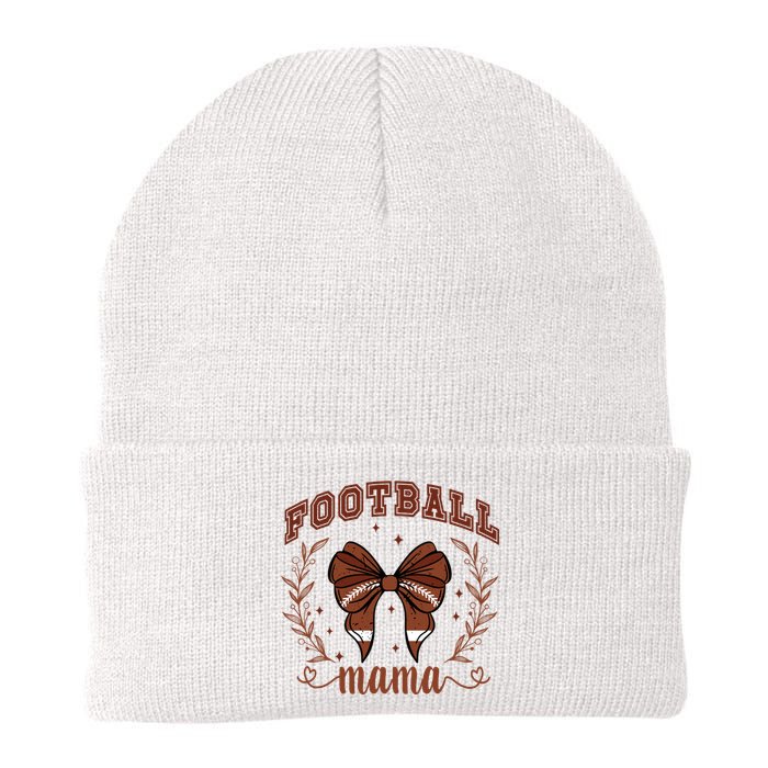 Coquette Bow American Football Mama Thanksgiving Autumn Fall Knit Cap Winter Beanie