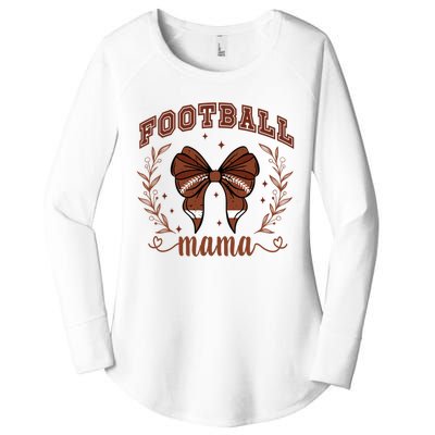 Coquette Bow American Football Mama Thanksgiving Autumn Fall Women's Perfect Tri Tunic Long Sleeve Shirt