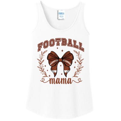 Coquette Bow American Football Mama Thanksgiving Autumn Fall Ladies Essential Tank