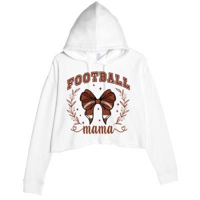 Coquette Bow American Football Mama Thanksgiving Autumn Fall Crop Fleece Hoodie