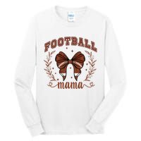 Coquette Bow American Football Mama Thanksgiving Autumn Fall Tall Long Sleeve T-Shirt