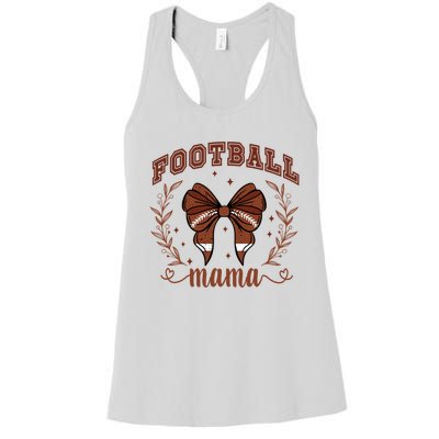 Coquette Bow American Football Mama Thanksgiving Autumn Fall Women's Racerback Tank