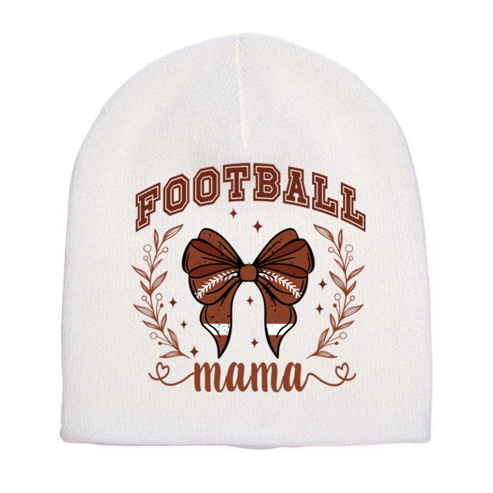 Coquette Bow American Football Mama Thanksgiving Autumn Fall Short Acrylic Beanie