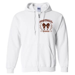 Coquette Bow American Football Mama Thanksgiving Autumn Fall Full Zip Hoodie