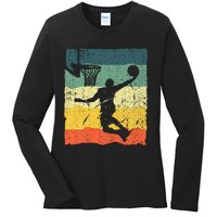 Cool Basketball Art For Wo Vintage Basketball Player Ladies Long Sleeve Shirt