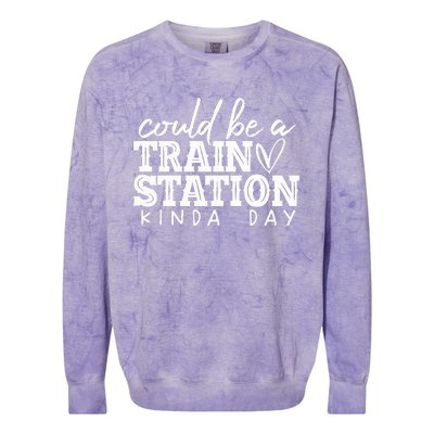 Could Be A Train Station Kinda Day Colorblast Crewneck Sweatshirt