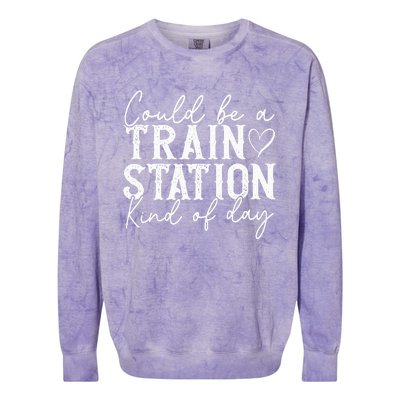 Could Be A Train Station Kinda Day Colorblast Crewneck Sweatshirt