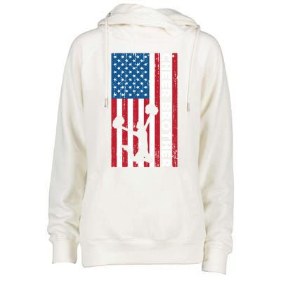 Cheer Brother Bro Cheerleader Brother American Flag Gift Womens Funnel Neck Pullover Hood