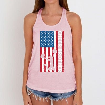 Cheer Brother Bro Cheerleader Brother American Flag Gift Women's Knotted Racerback Tank