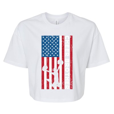 Cheer Brother Bro Cheerleader Brother American Flag Gift Bella+Canvas Jersey Crop Tee