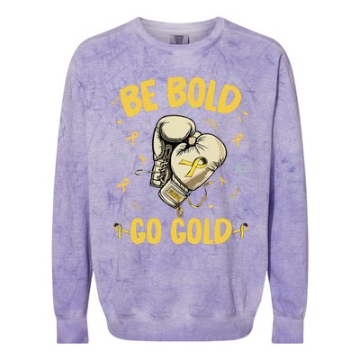 Childhood Be Bold Go Gold Childhood Cancer Awareness Boxing Colorblast Crewneck Sweatshirt