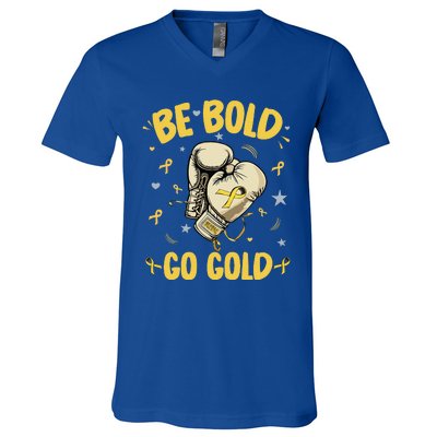 Childhood Be Bold Go Gold Childhood Cancer Awareness Boxing V-Neck T-Shirt