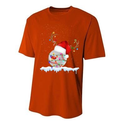 Christmas Baseball Ball Santa Hat Xmas Catcher Pitcher Meaningful Gift Performance Sprint T-Shirt