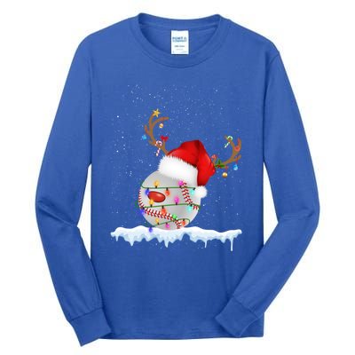 Christmas Baseball Ball Santa Hat Xmas Catcher Pitcher Meaningful Gift Tall Long Sleeve T-Shirt