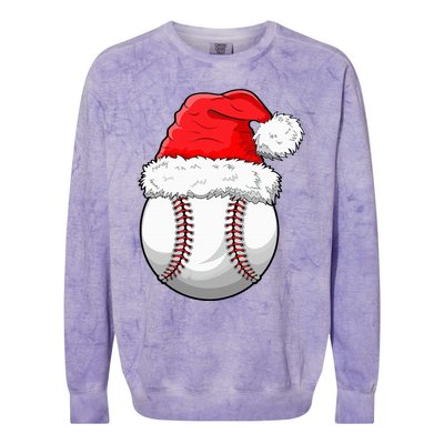 Christmas Baseball Ball Santa Hat Funny Sport Xmas Colorblast Crewneck Sweatshirt