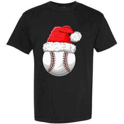 Christmas Baseball Ball Santa Hat Funny Sport Xmas Garment-Dyed Heavyweight T-Shirt