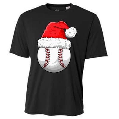 Christmas Baseball Ball Santa Hat Funny Sport Xmas Cooling Performance Crew T-Shirt