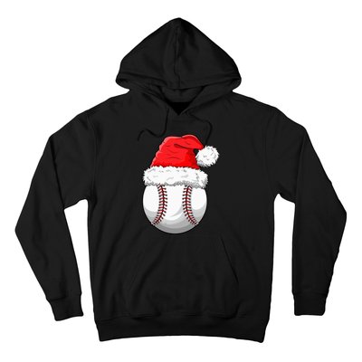 Christmas Baseball Ball Santa Hat Funny Sport Xmas Hoodie