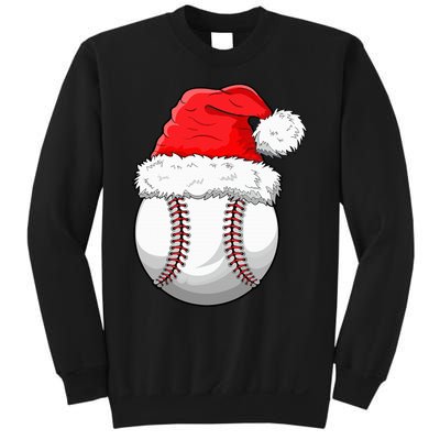 Christmas Baseball Ball Santa Hat Funny Sport Xmas Sweatshirt