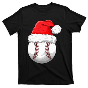 Christmas Baseball Ball Santa Hat Funny Sport Xmas T-Shirt