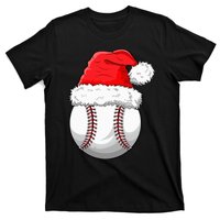 Christmas Baseball Ball Santa Hat Funny Sport Xmas T-Shirt