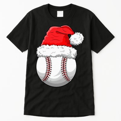 Christmas Baseball Ball Santa Hat Funny Sport Xmas Tall T-Shirt