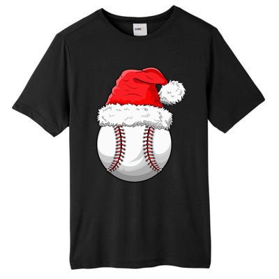 Christmas Baseball Ball Santa Hat Funny Sport Xmas Tall Fusion ChromaSoft Performance T-Shirt