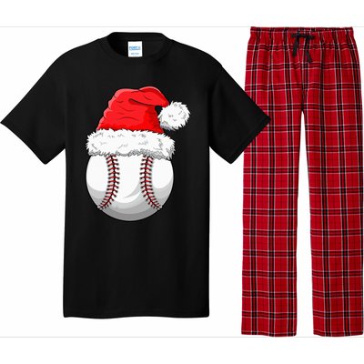 Christmas Baseball Ball Santa Hat Funny Sport Xmas Pajama Set