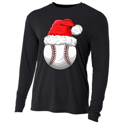 Christmas Baseball Ball Santa Hat Funny Sport Xmas Cooling Performance Long Sleeve Crew