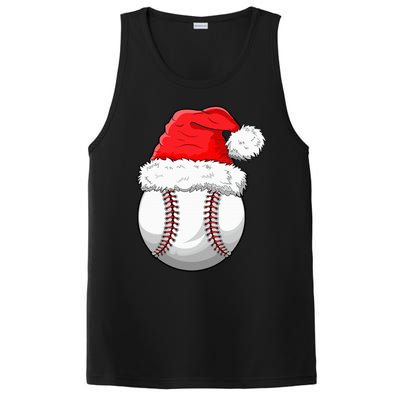 Christmas Baseball Ball Santa Hat Funny Sport Xmas PosiCharge Competitor Tank