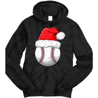 Christmas Baseball Ball Santa Hat Funny Sport Xmas Tie Dye Hoodie