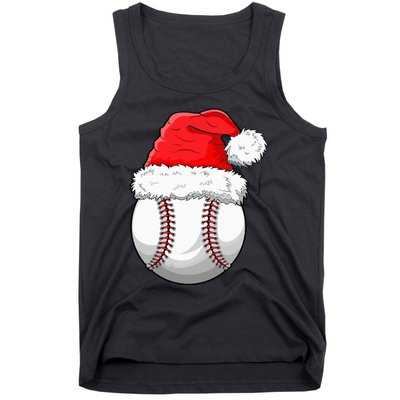 Christmas Baseball Ball Santa Hat Funny Sport Xmas Tank Top