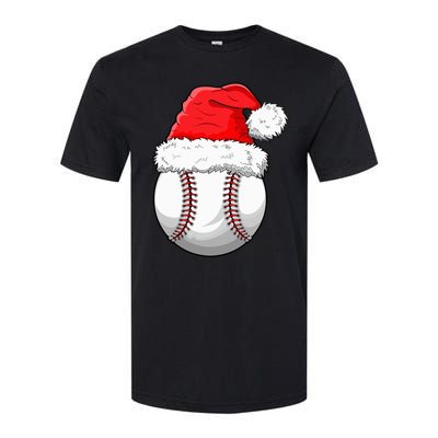 Christmas Baseball Ball Santa Hat Funny Sport Xmas Softstyle CVC T-Shirt