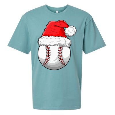 Christmas Baseball Ball Santa Hat Funny Sport Xmas Sueded Cloud Jersey T-Shirt