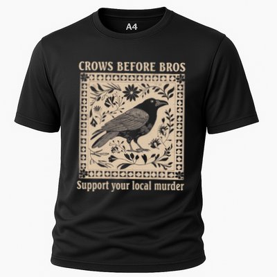 Crows Before Bros Support Your Local Murder Funny Halloween Cooling Performance Crew T-Shirt