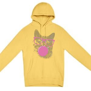 Cat Blowing Bubble Gum Premium Pullover Hoodie