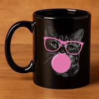 Cat Blowing Bubble Gum 11oz C Handle Ceramic Mug