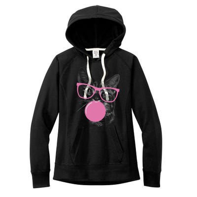 Cat Blowing Bubble Gum Women's Fleece Hoodie